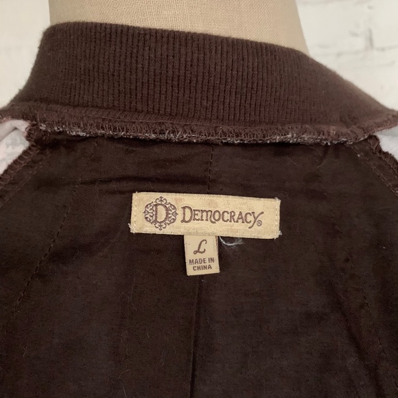 Bomber jacket brown leopard print floral pattern Large lightweight - Picture 7 of 8